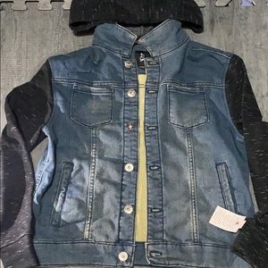 Jean jacket with black hoodie Attachment